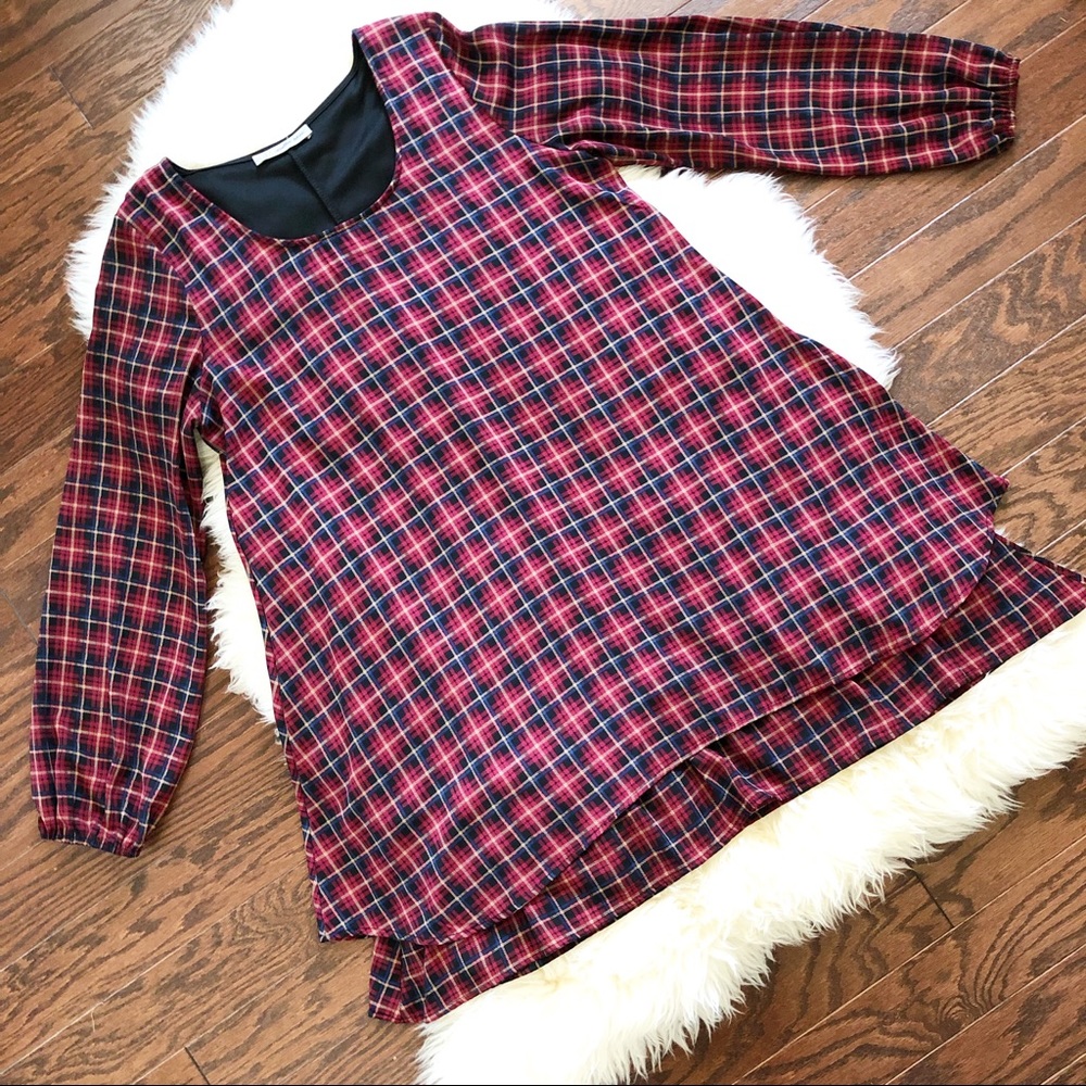 Callie Mac Long Sleeve Plaid Holiday Pullover Style Dress Size Large
